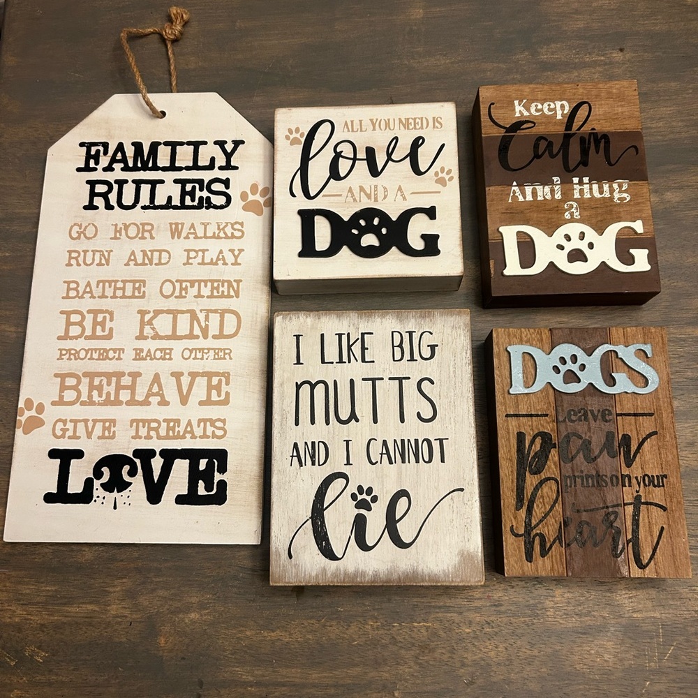 Decorative Dog-Themed Wooden Signs Set
